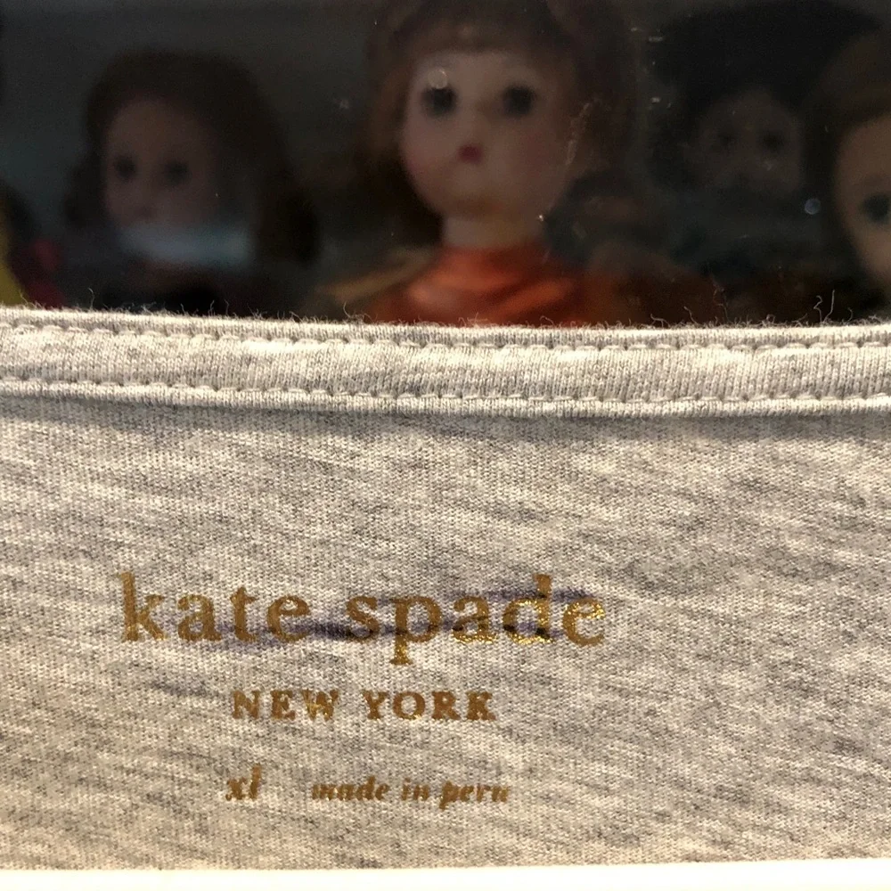 Authentic NWOT kate spade Gray Long-Sleeve Tee with Red Heart